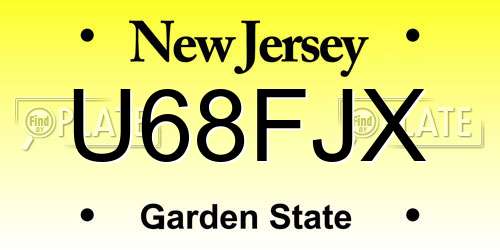 U68FJX New Jersey License Plate