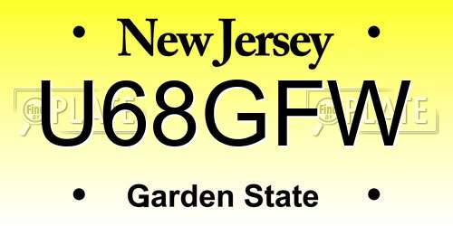 U68GFW New Jersey License Plate