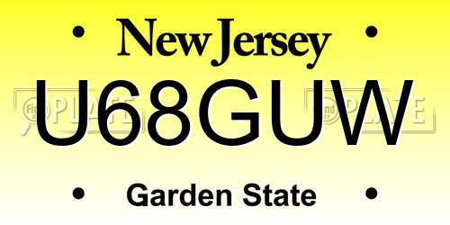 U68GUW New Jersey License Plate