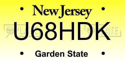 U68HDK New Jersey License Plate
