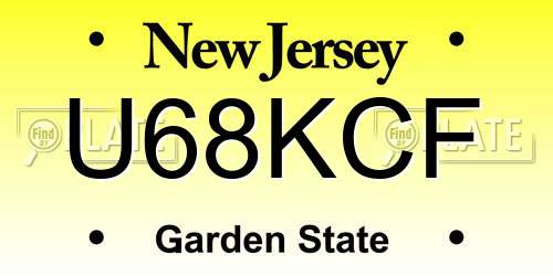 U68KCF New Jersey License Plate