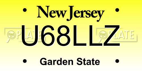 U68LLZ New Jersey License Plate