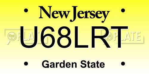 U68LRT New Jersey License Plate