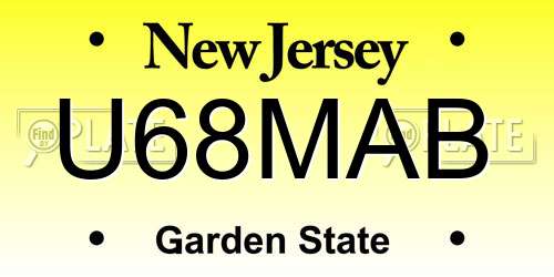 U68MAB New Jersey License Plate