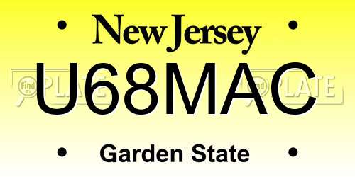 U68MAC New Jersey License Plate