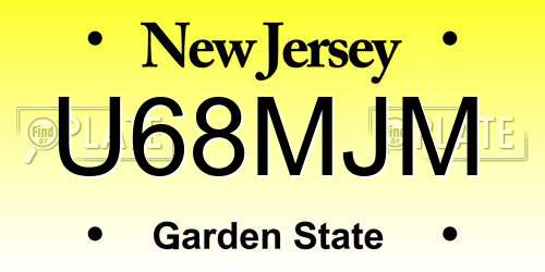 U68MJM New Jersey License Plate