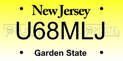 U68MLJ New Jersey License Plate