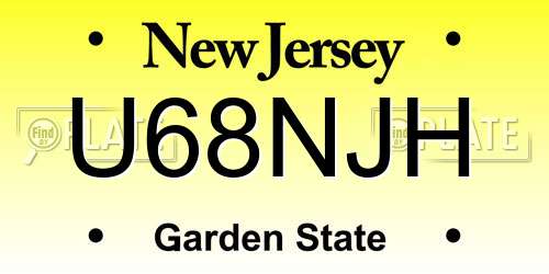U68NJH New Jersey License Plate