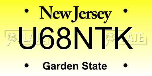U68NTK New Jersey License Plate