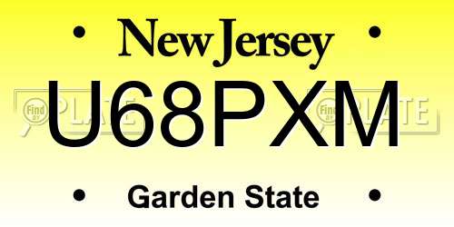 U68PXM New Jersey License Plate
