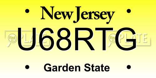 U68RTG New Jersey License Plate