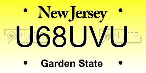 U68UVU New Jersey License Plate