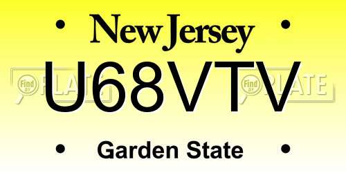 U68VTV New Jersey License Plate