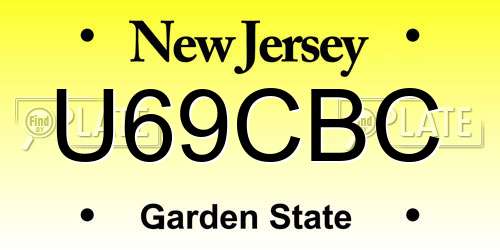 U69CBC New Jersey License Plate
