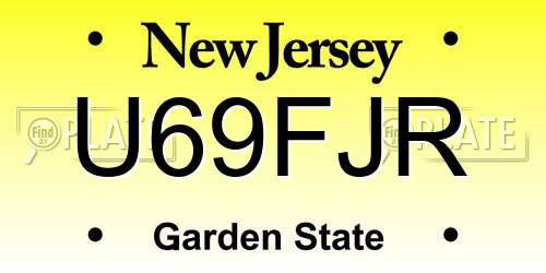 U69FJR New Jersey License Plate