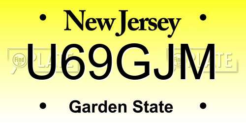 U69GJM New Jersey License Plate