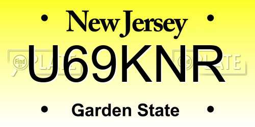 U69KNR New Jersey License Plate