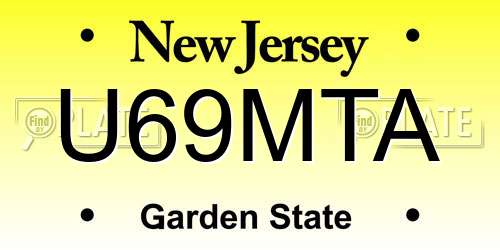 U69MTA New Jersey License Plate