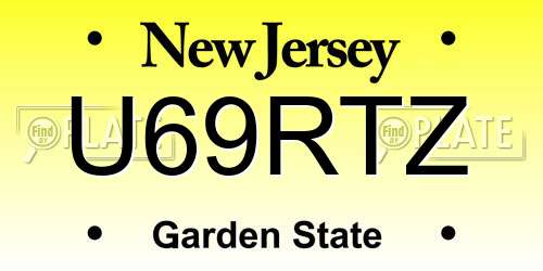 U69RTZ New Jersey License Plate