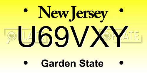 U69VXY New Jersey License Plate