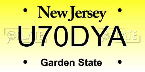 U70DYA New Jersey License Plate