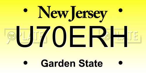 U70ERH New Jersey License Plate