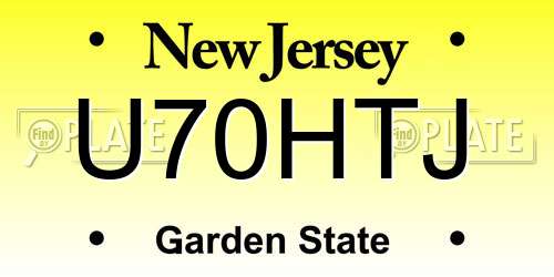 U70HTJ New Jersey License Plate
