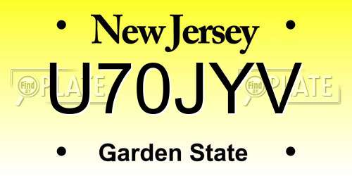 U70JYV New Jersey License Plate