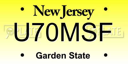 U70MSF New Jersey License Plate