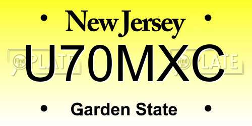 U70MXC New Jersey License Plate