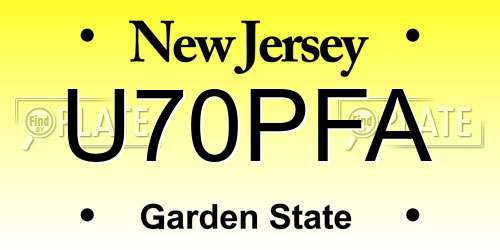 U70PFA New Jersey License Plate