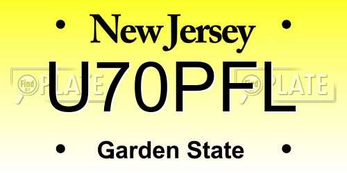U70PFL New Jersey License Plate