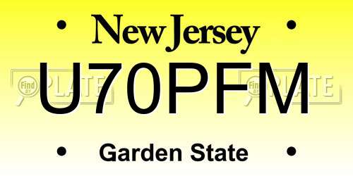 U70PFM New Jersey License Plate