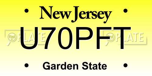 U70PFT New Jersey License Plate