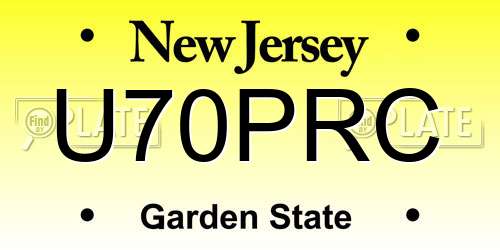 U70PRC New Jersey License Plate