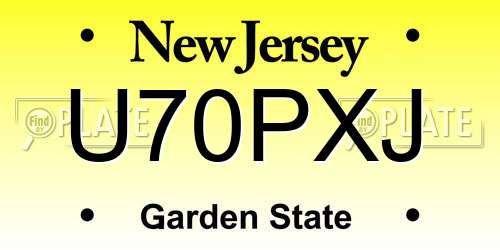 U70PXJ New Jersey License Plate