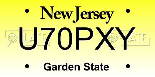 U70PXY New Jersey License Plate