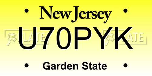 U70PYK New Jersey License Plate
