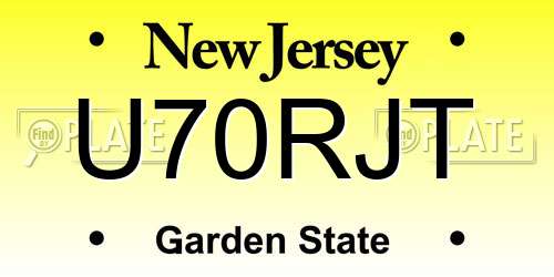 U70RJT New Jersey License Plate