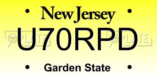 U70RPD New Jersey License Plate