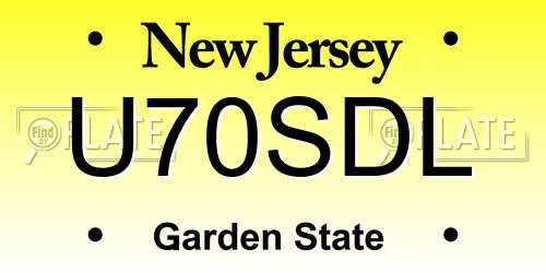 U70SDL New Jersey License Plate