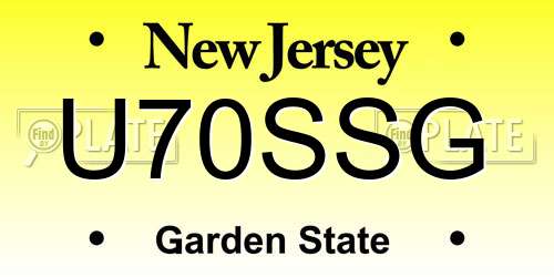 U70SSG New Jersey License Plate