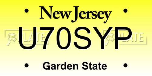 U70SYP New Jersey License Plate
