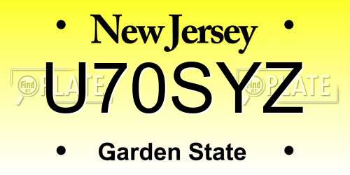 U70SYZ New Jersey License Plate