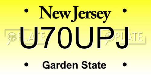 U70UPJ New Jersey License Plate