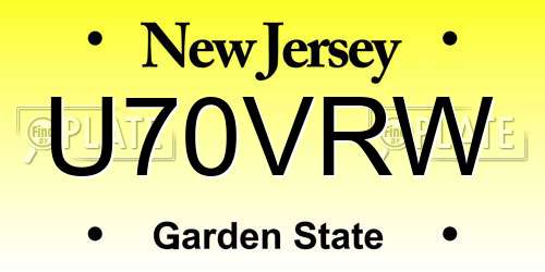 U70VRW New Jersey License Plate