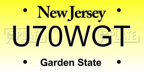 U70WGT New Jersey License Plate