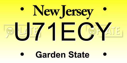U71ECY New Jersey License Plate