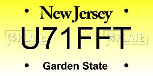 U71FFT New Jersey License Plate