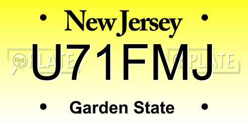 U71FMJ New Jersey License Plate